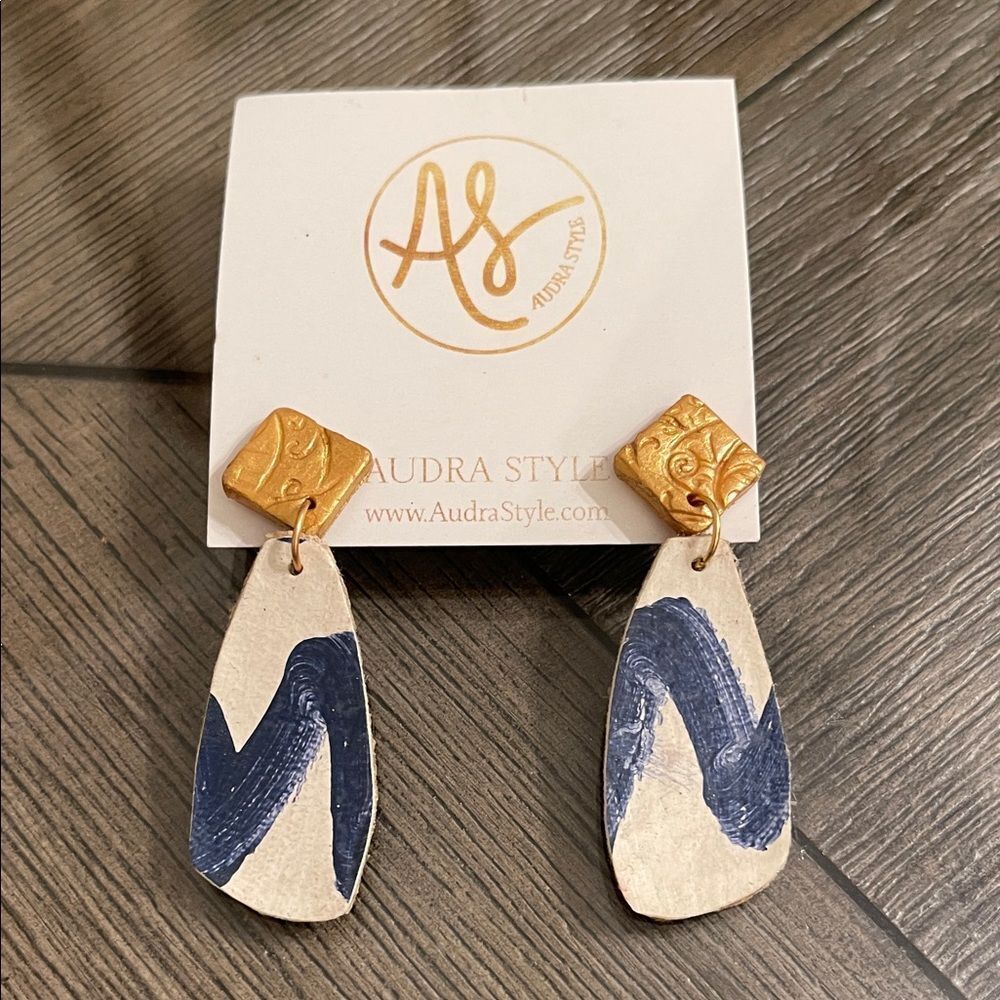 Audra Style Gold and Blue Earrings